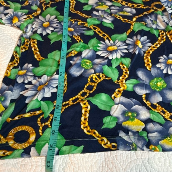 Vintage Celine Navy and Gold Chain Print Top size 40 - Picture 8 of 10